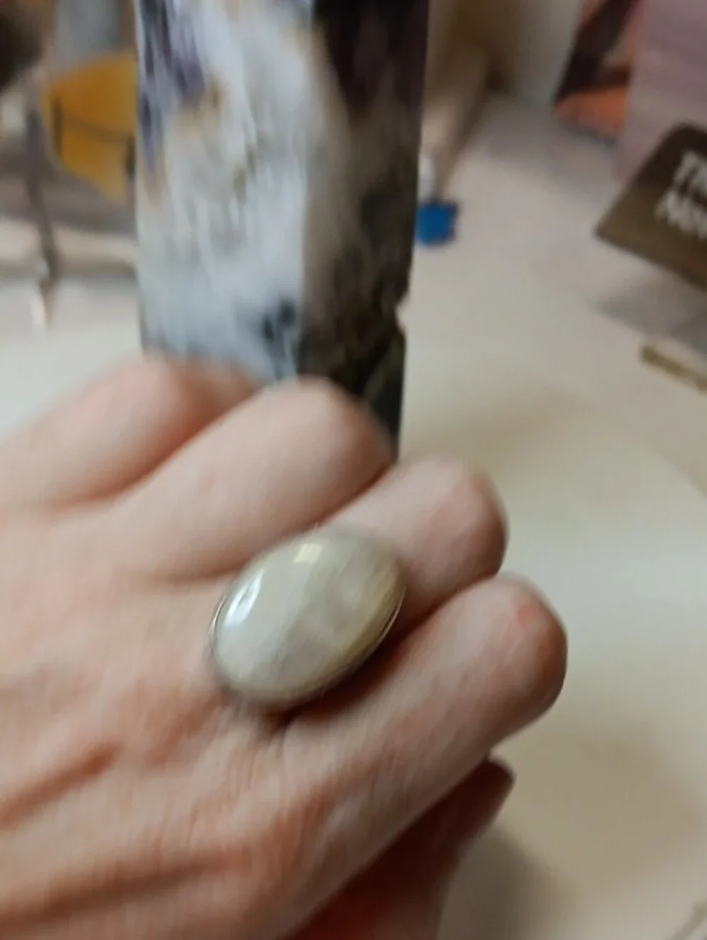 Oval Moonstone Ring - Cream